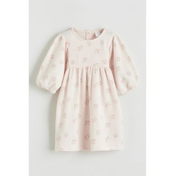 Rochie din amestec de bumbac cu model floral - Verde/Roz pastel