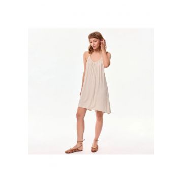 Rochie din amestec de in Sola - Bej