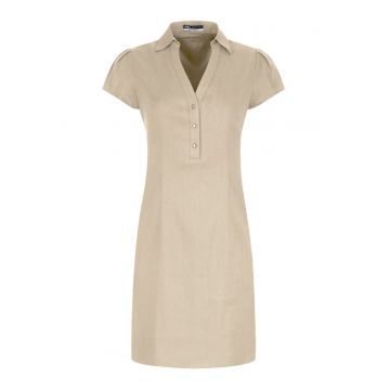Rochie din in cu maneci scurte