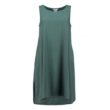 Rochie dreapta fara maneci cu slituri laterale - Kaki