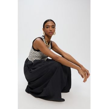 Rochie evazata cu buzunare oblice - Negru/Alb murdar