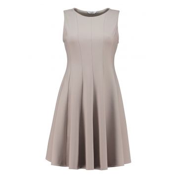 Rochie evazata cu decolteu rotund - Maro taupe deschis
