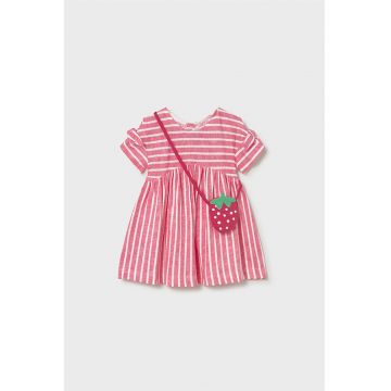 Rochie evazata cu imprimeu - Alb/Rosu capsuna