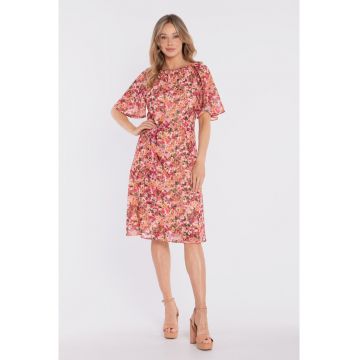 Rochie evazata cu imprimeu floral - Multicolor
