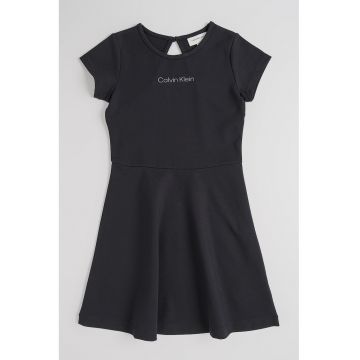 Rochie evazata cu logo - Negru