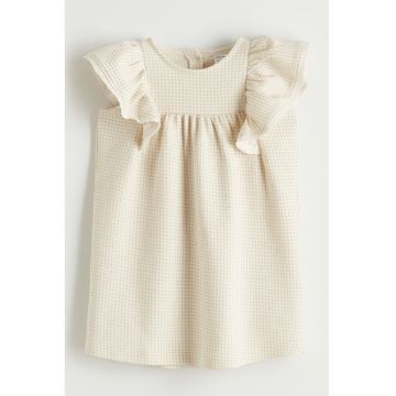 Rochie evazata cu volane - Bej deschis