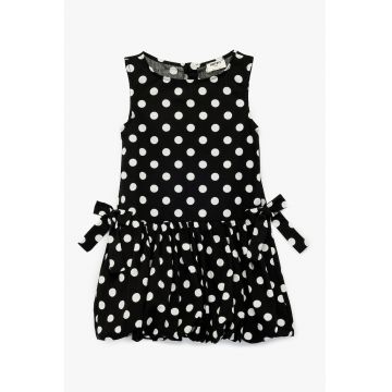 Rochie evazata de bumbac cu buline - Alb/Negru
