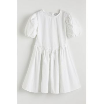 Rochie evazata din bumbac - Alb optic