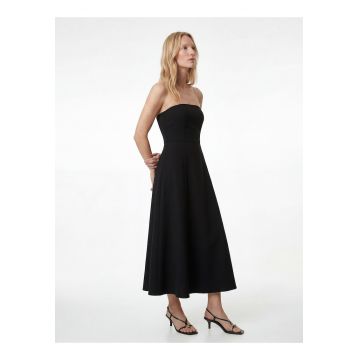 Rochie evazata fara bretele - Negru