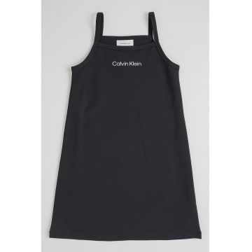Rochie fara maneci cu decolteu patrat - Negru