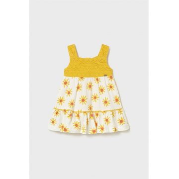 Rochie fara maneci cu imprimeu floral - Alb/Galben