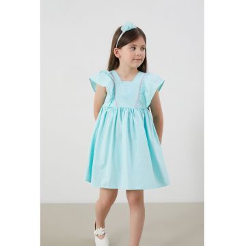 Rochie fara maneci cu volane - Turcoaz deschis