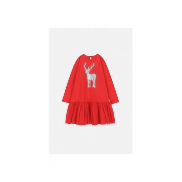 Rochie fete -  tricotata - bumbac - rosu