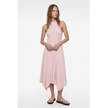 Rochie halter asimetrica - Roz