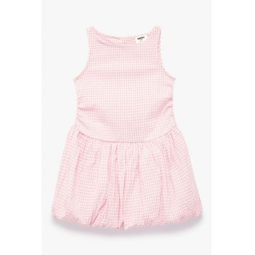 Rochie in carouri din amestec de bumbac - Alb/Roz