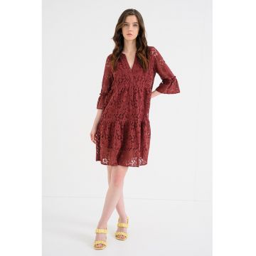 Rochie lejera cu maneci 3/4 Laurel - Maro cognac