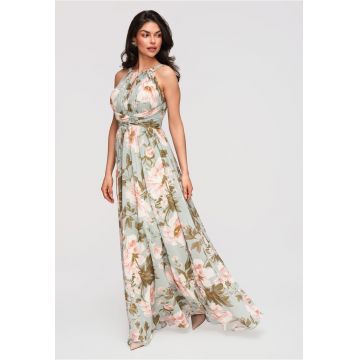 Rochie Maxi Eleganta - Croiala Ampla - Material Usor cu Drapaj - Turcoaz