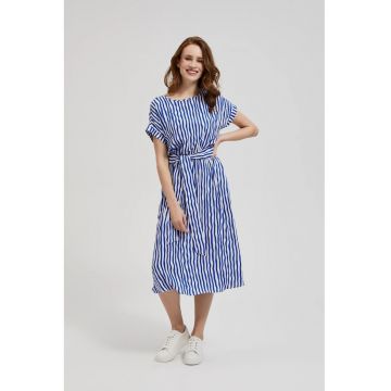 Rochie midi albastra cu dungi - Bleumarin