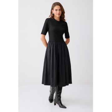 Rochie midi cu aspect 2-in-1 - Negru