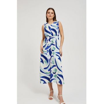 Rochie midi cu model mint - Albastru