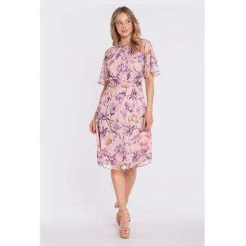 Rochie midi vaporoasa cu imprimeu - Multicolor