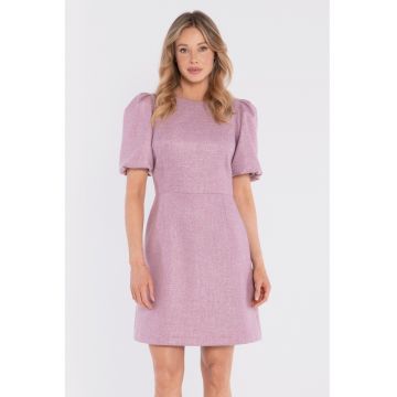 Rochie mini cu maneci bufante -  concept A trois - Piersica - Roz prafuit