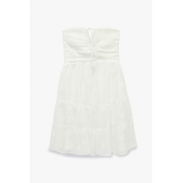 Rochie mini evazata cu model cu stele - Alb