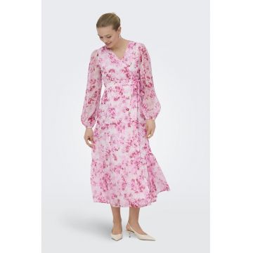 Rochie petrecuta cu imprimeu floral - Fucsia/Alb murdar/Roz