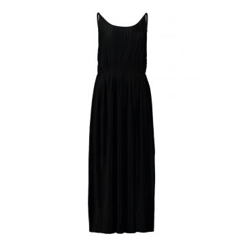 Rochie plisata cu bretele ajustabile - Negru