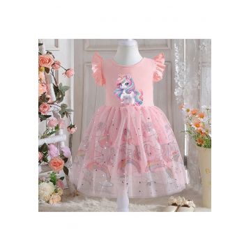 Rochie Roz Fetite cu Unicorni Beatrice