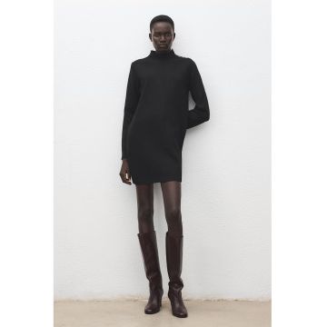Rochie scurta cu maneci lungi - Negru stins