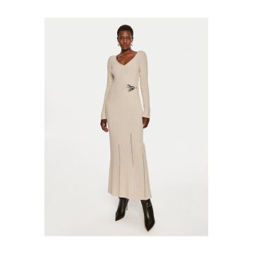 Rochie tricotata de Dama -  bej - 35% poliamida - 30% lana - 22% viscoza - 8% poliester - 5% casmir -