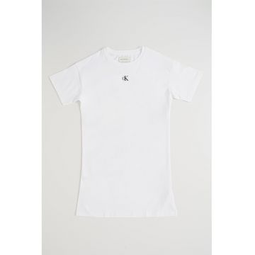 Rochie-tricou de bumbac organic cu monograma - Alb optic