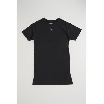 Rochie-tricou de bumbac organic cu monograma - Negru