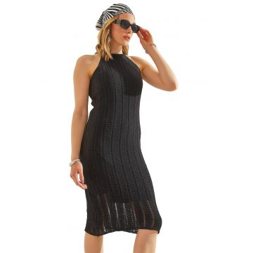 Midi -  Femei - LUCCI Textured Knitwear Midi Dress - Negru -