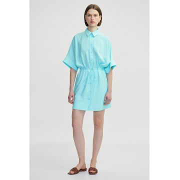 Rochie-camasa cu maneci scurte - Turcoaz
