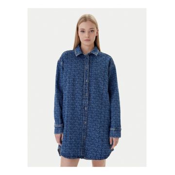 Rochie camasa din denim cu imprimeu logo