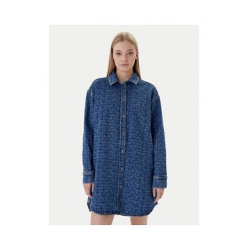 Rochie camasa din denim cu imprimeu logo