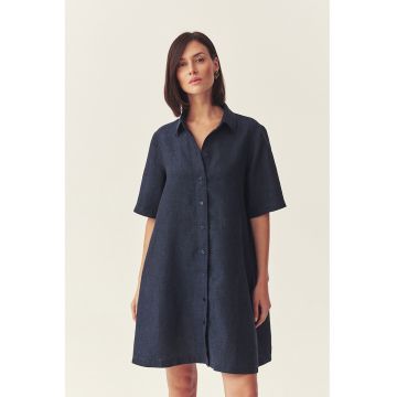 Rochie-camasa din in - Bleumarin