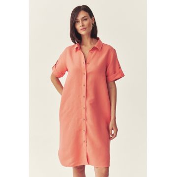Rochie-camasa lejera din amestec de in - Coral