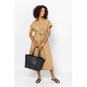Rochie-camasa midi cu model Voxim - Bej