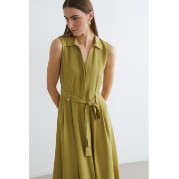Rochie-camasa midi fara maneci - Verde masliniu