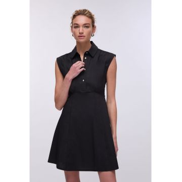 Rochie-camasa scurta cu guler clasic - Negru