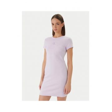 Rochie cambrata din amestec de bumbac cu maneca scurta
