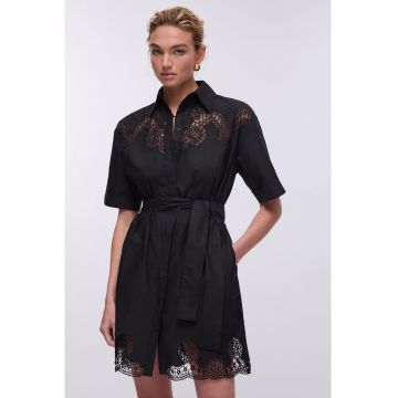 Rochie-camsa cu perforatii - Negru