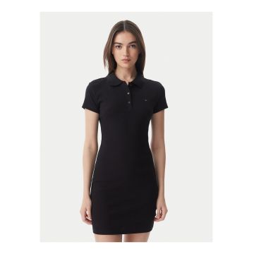 Rochie casual cu guler polo si maneci scurte