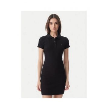 Rochie casual cu guler polo si maneci scurte