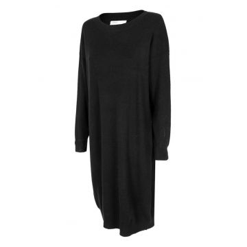 Rochie  croiala confortabila - decolteu rotund - neagra - viscoza/poliester/poliamida -