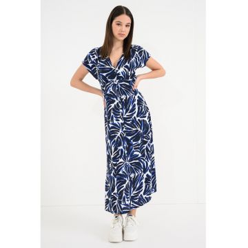 Rochie cu decolteu in V Nova - Alb/Albastru ultramarin/Albastru royal