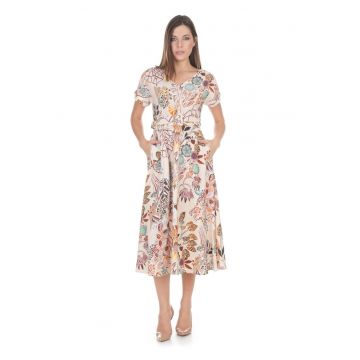 Rochie cu decolteu in V si imprimeu